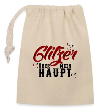 Glitzer über mein Haupt (Rot/Schwarz) - Verschließbarer Geschenkbeutel aus Baumwolle (14x20cm) - Natur - Vorne