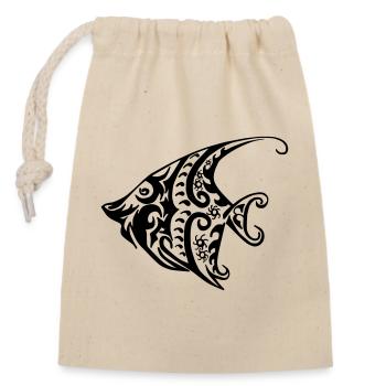 Poisson Tribal - Sac cadeau en coton avec cordon (14 x 20 cm) - nature - Devant
