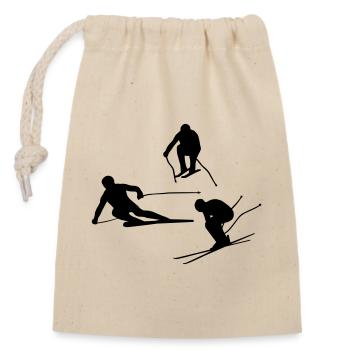 Skifahrer - Verschließbarer Geschenkbeutel aus Baumwolle (14x20cm) - Natur - Vorne