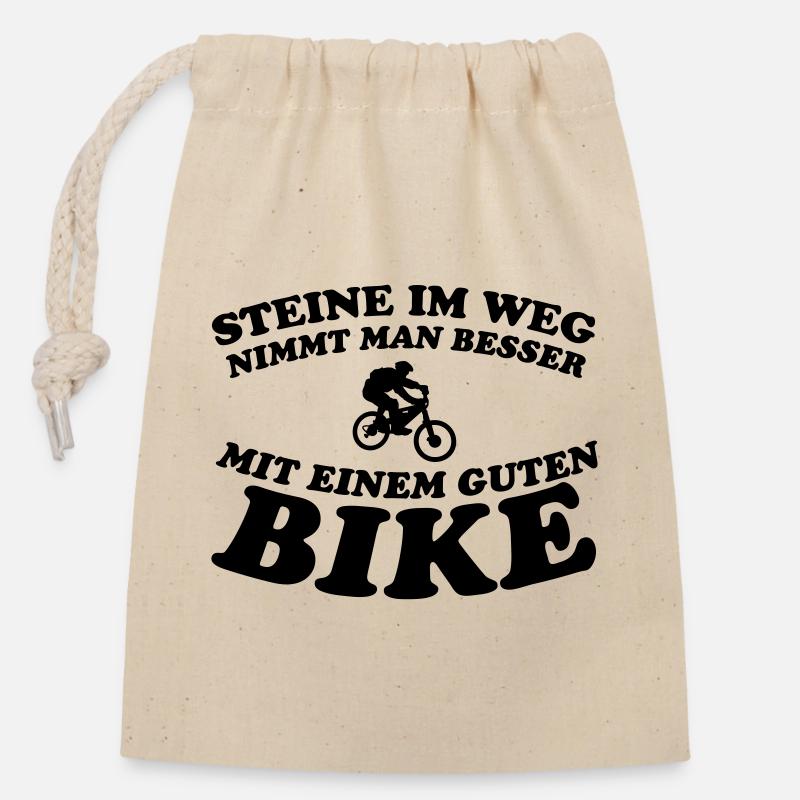 Steine Bike - Verschließbarer Geschenkbeutel aus Baumwolle (14x20cm) - Natur