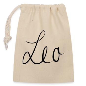 Leo - Closable cotton gift bag (14x20cm) - nature - Front