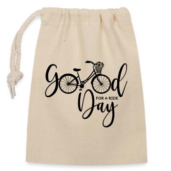 Bicycle - Good Day For A Ride - Closable cotton gift bag (14x20cm) - nature - Front