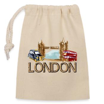 London England Tower Bridge Taxi Bus - Verschließbarer Geschenkbeutel aus Baumwolle (14x20cm) - Natur - Vorne