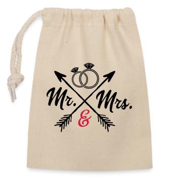 Mr. And Mrs. - Verschließbarer Geschenkbeutel aus Baumwolle (14x20cm) - Natur - Vorne