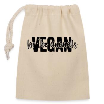 VEGAN FOR THE ANIMALS - Closable cotton gift bag (14x20cm) - nature - Front