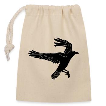 Corbeau - Sac cadeau en coton avec cordon (14 x 20 cm) - nature - Devant