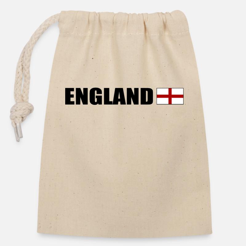England - Closable cotton gift bag (14x20cm) - nature