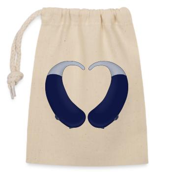 Heart and Hearing Aid - Closable cotton gift bag (14x20cm) - nature - Front