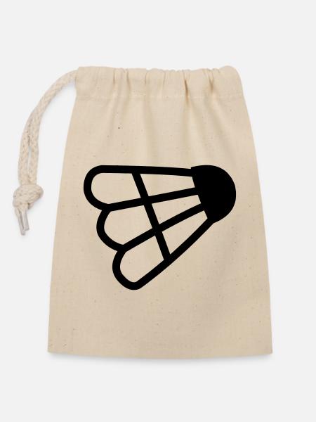 Badminton einfaches Shuttle-Logo - Verschließbarer Geschenkbeutel aus Baumwolle (14x20cm) - Natur