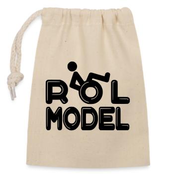 Every wheelchair user is a role model # - Closable cotton gift bag (14x20cm) - nature - Front