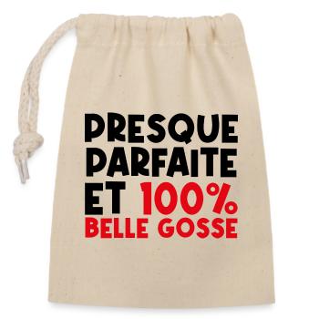 Fille belle | famille drôles - Sac cadeau en coton avec cordon (14 x 20 cm) - nature - Devant