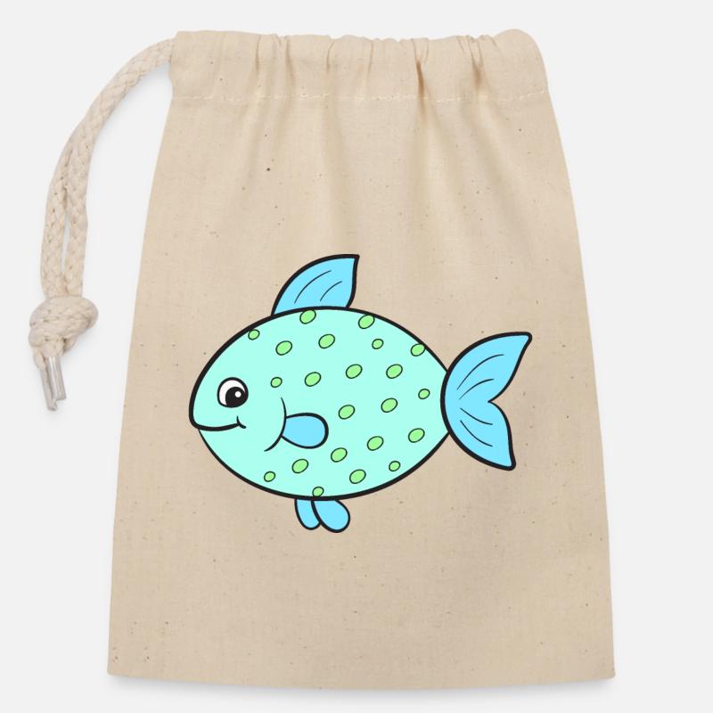 Poisson Poisson - Sac cadeau en coton avec cordon (14 x 20 cm) - nature