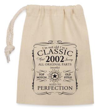 Année 2002 21e janvier cadeau d’anniversaire homme - Sac cadeau en coton avec cordon (14 x 20 cm) - nature - Devant