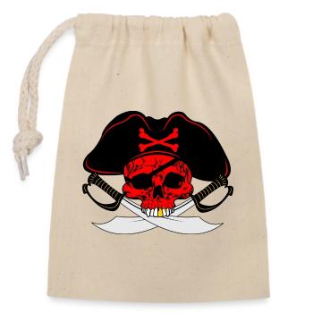 Pirate rouge - Sac cadeau en coton avec cordon (14 x 20 cm) - nature - Devant