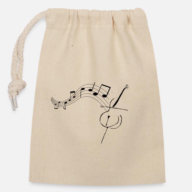 Cello mit Noten1 - Verschließbarer Geschenkbeutel aus Baumwolle (14x20cm) - Natur