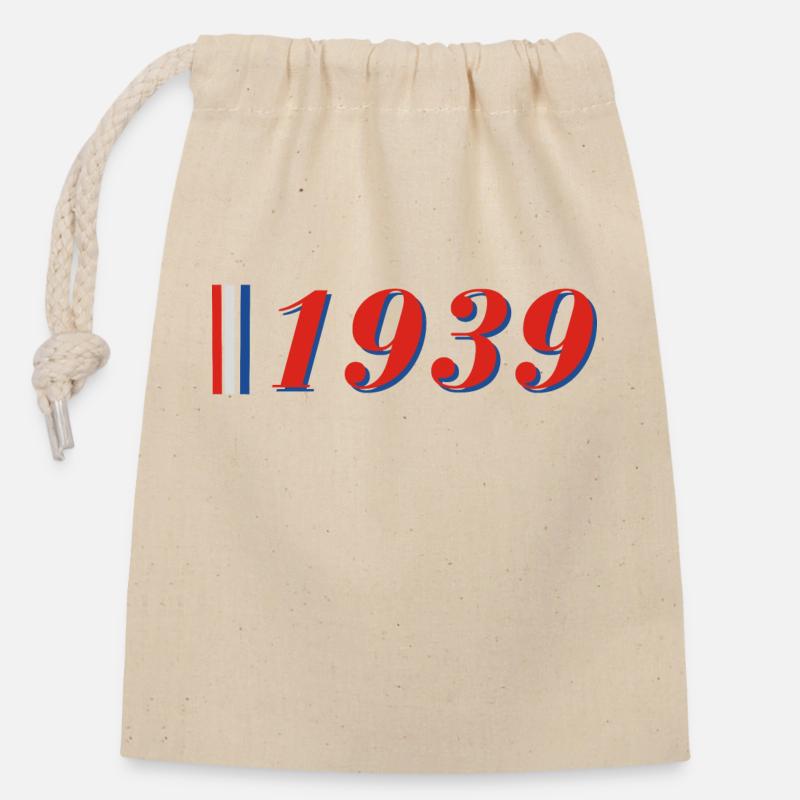 Année 1939 - Sac cadeau en coton avec cordon (14 x 20 cm) - nature