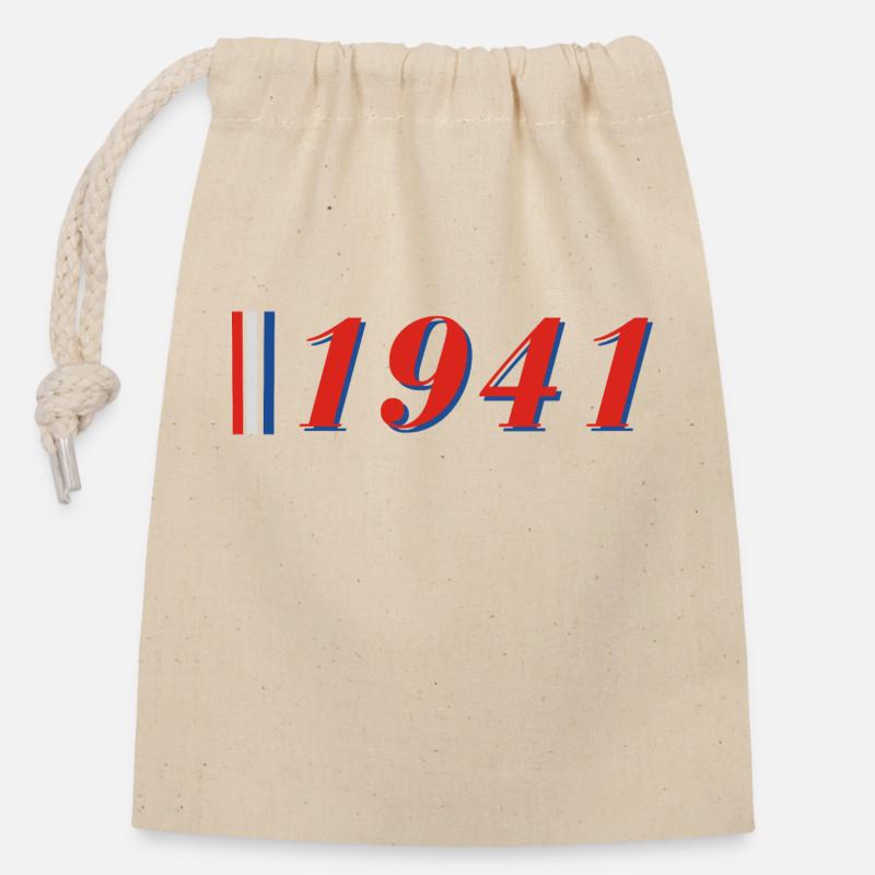 Année 1941 - Sac cadeau en coton avec cordon (14 x 20 cm) - nature