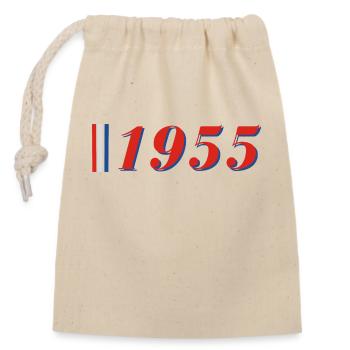 Année 1955 - Sac cadeau en coton avec cordon (14 x 20 cm) - nature - Devant