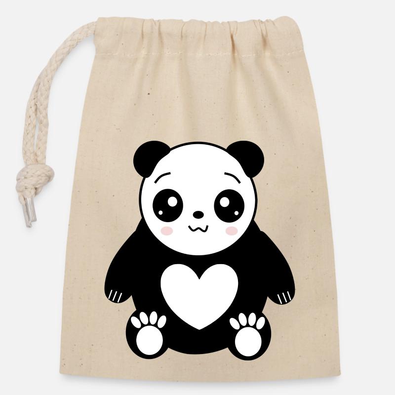 Kawaii Panda Bear Kawaii Gift - Closable cotton gift bag (14x20cm) - nature