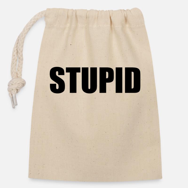 Stupid - black - Closable cotton gift bag (14x20cm) - nature