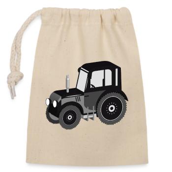tracteur noir et blanc en 3D pour ventilateurs de tracteur - Sac cadeau en coton avec cordon (14 x 20 cm) - nature - Devant