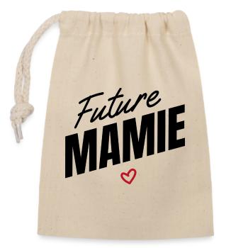 Future mamie : annonce de grossesse - Sac cadeau en coton avec cordon (14 x 20 cm) - nature - Devant