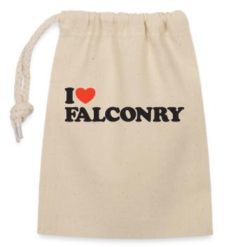 I love Falconry Herz Shirt - Verschließbarer Geschenkbeutel aus Baumwolle (14x20cm) - Natur - Vorne