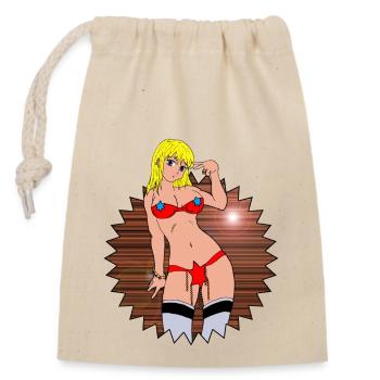Festive bikini - Closable cotton gift bag (14x20cm) - nature - Front