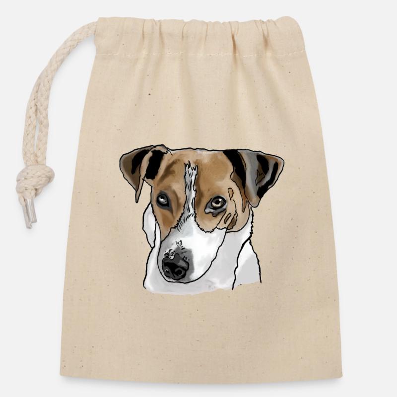 Jack Russel Terrier - Verschließbarer Geschenkbeutel aus Baumwolle (14x20cm) - Natur