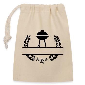 BBQ Monogramm Lorbeerkranz - Verschließbarer Geschenkbeutel aus Baumwolle (14x20cm) - Natur - Vorne