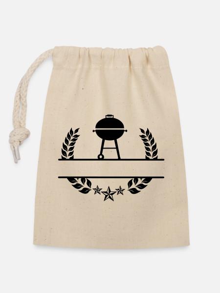 BBQ Monogramm Lorbeerkranz - Verschließbarer Geschenkbeutel aus Baumwolle (14x20cm) - Natur