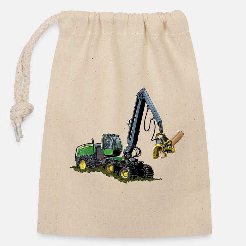 Harvester, Holzerntemaschine - Verschließbarer Geschenkbeutel aus Baumwolle (14x20cm) - Natur