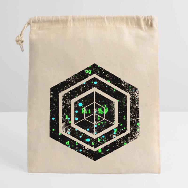 Codage géométrique du programmeur de programmation hexagonale Sac cadeau en coton avec cordon (14 x 20 cm)