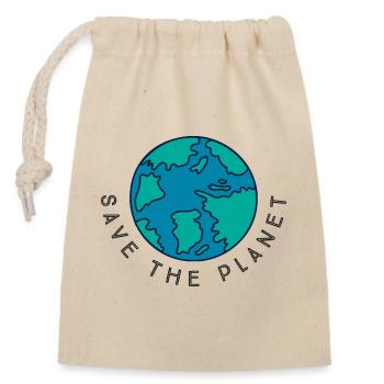 Save the Planet - Verschließbarer Geschenkbeutel aus Baumwolle (14x20cm) - Natur - Vorne