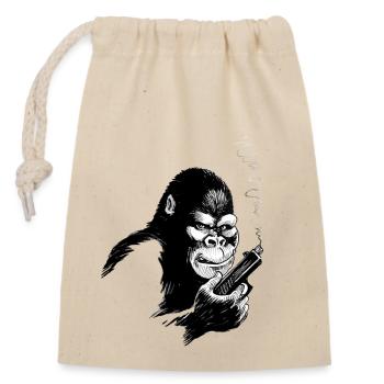 Monkey - Closable cotton gift bag (14x20cm) - nature - Front