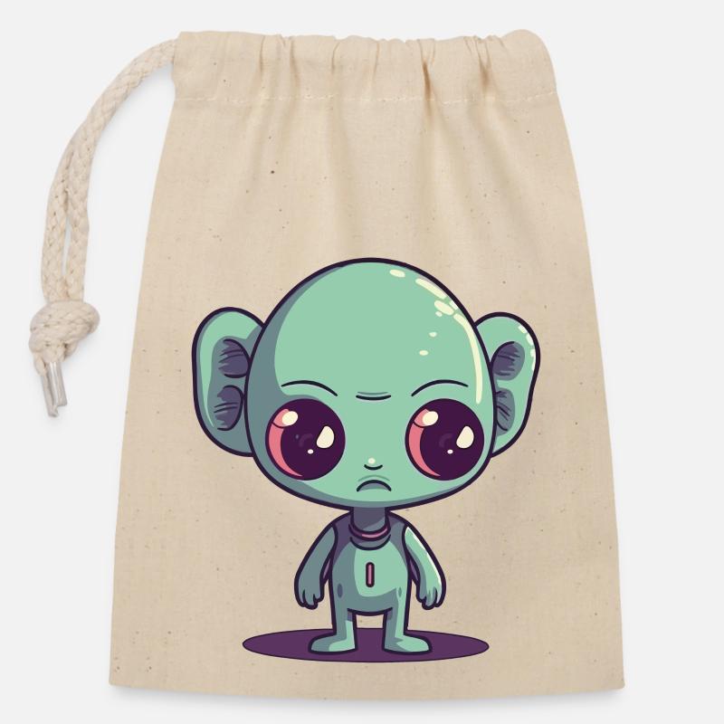 Alien - Closable cotton gift bag (14x20cm) - nature