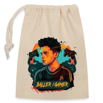 Gaming - Baller / Gamer - Closable cotton gift bag (14x20cm) - nature - Front