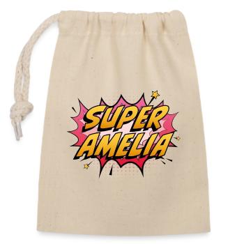 Super Amélie - Sac cadeau en coton avec cordon (14 x 20 cm) - nature - Devant