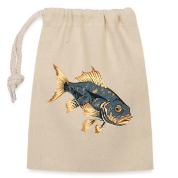 Pike perch fish, lifelike fishing design - Closable cotton gift bag (14x20cm) - nature - Front