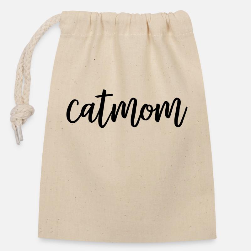 catmom - Closable cotton gift bag (14x20cm) - nature