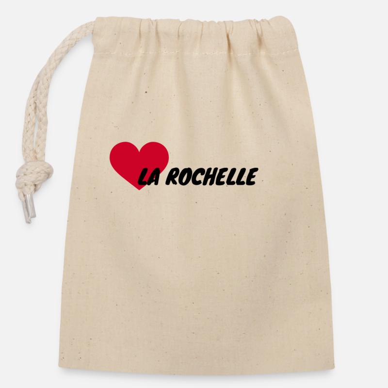 I love La Rochelle - Sac cadeau en coton avec cordon (14 x 20 cm) - nature