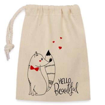 Hello Beautiful - Verschließbarer Geschenkbeutel aus Baumwolle (14x20cm) - Natur - Vorne