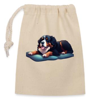 St. Bernard motif simple - Closable cotton gift bag (14x20cm) - nature - Front