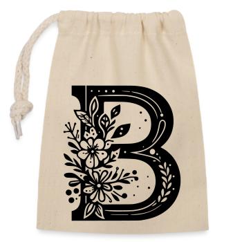 Buchstabe B Floral - Verschließbarer Geschenkbeutel aus Baumwolle (14x20cm) - Natur - Vorne