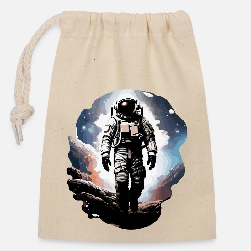 Astronaut - Verschließbarer Geschenkbeutel aus Baumwolle (14x20cm) - Natur