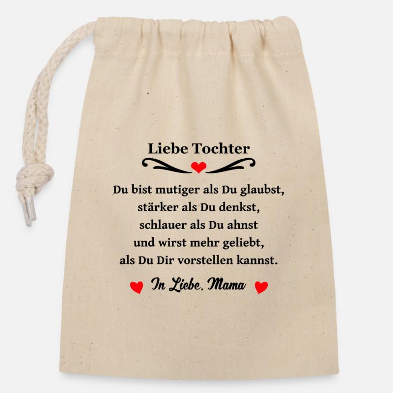 Liebe Tochter Geschenk von Mama - Verschließbarer Geschenkbeutel aus Baumwolle (14x20cm) - Natur