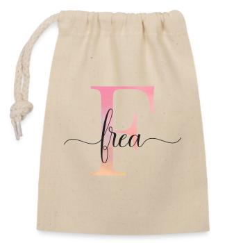 F| Monogramm | Name | Frea |Watercolor - Verschließbarer Geschenkbeutel aus Baumwolle (14x20cm) - Natur - Vorne