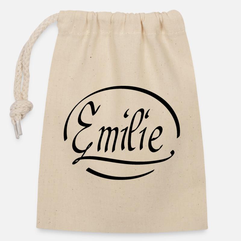 Emilie - Sac cadeau en coton avec cordon (14 x 20 cm) - nature