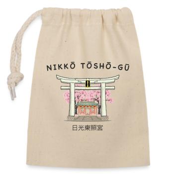 Nikko Japon, sanctuaire du patrimoine mondial Tosho-gu, dessin - Sac cadeau en coton avec cordon (14 x 20 cm) - nature - Devant