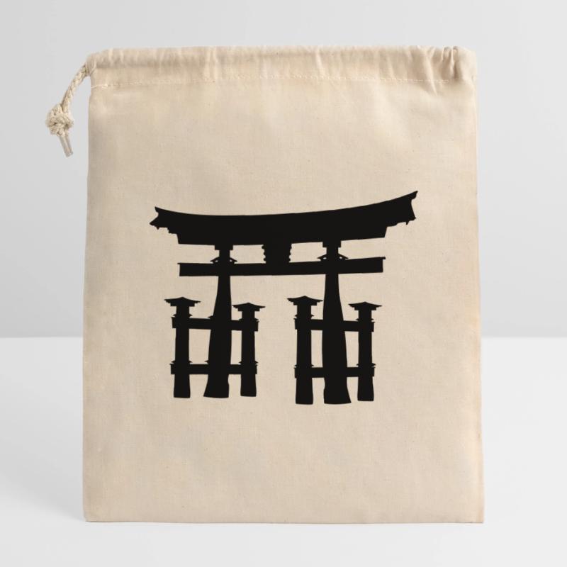 Japanisches Torii oder Tor transparentes Schattenbild Verschließbarer Geschenkbeutel aus Baumwolle (14x20cm)